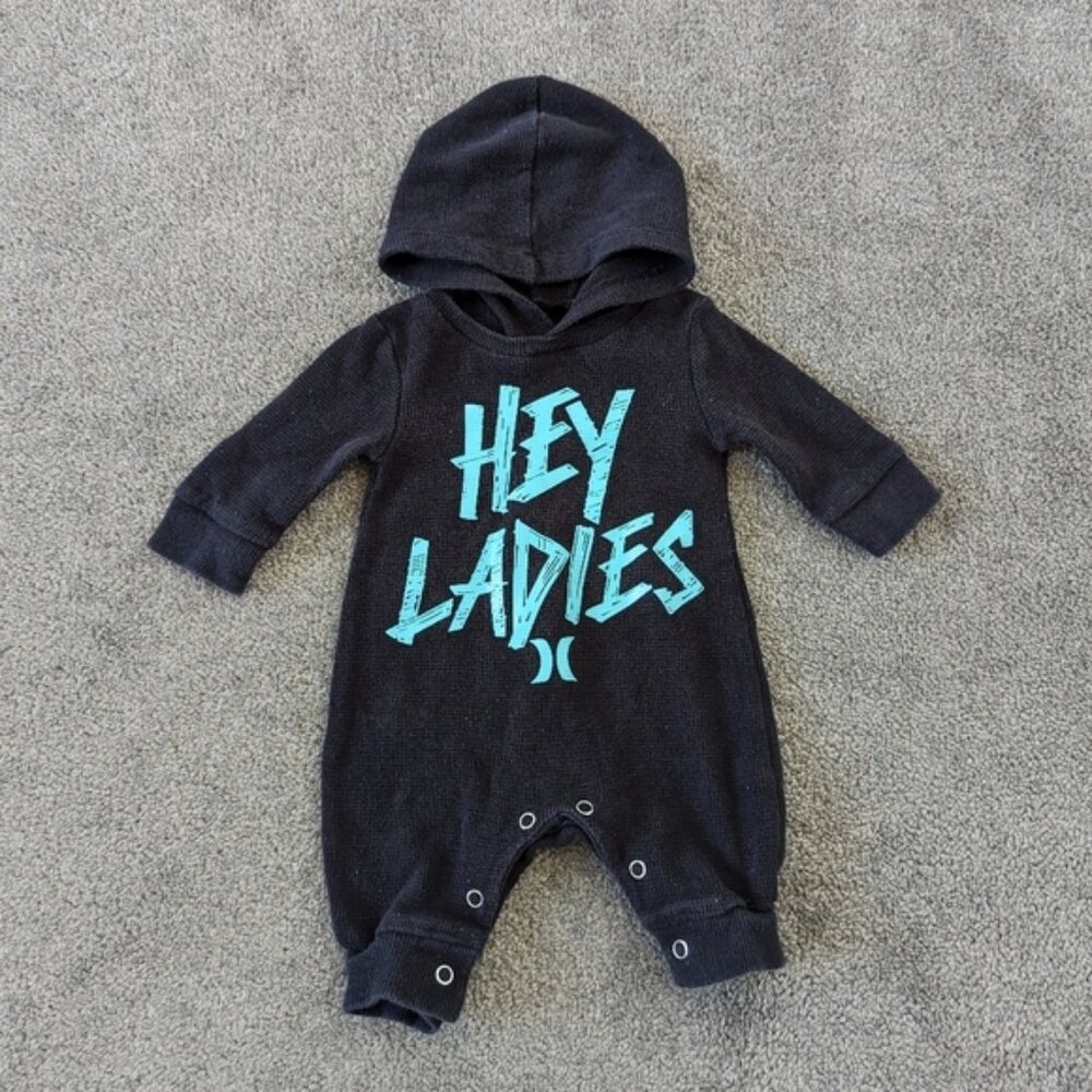Hurley Ribbed Waffle Knit Baby Boy Romper Size 3 Months Hey Ladies Monster